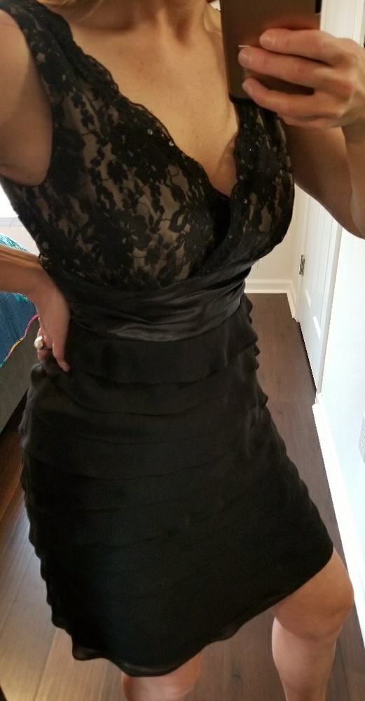 Lace, chiffon & satin cocktail dress